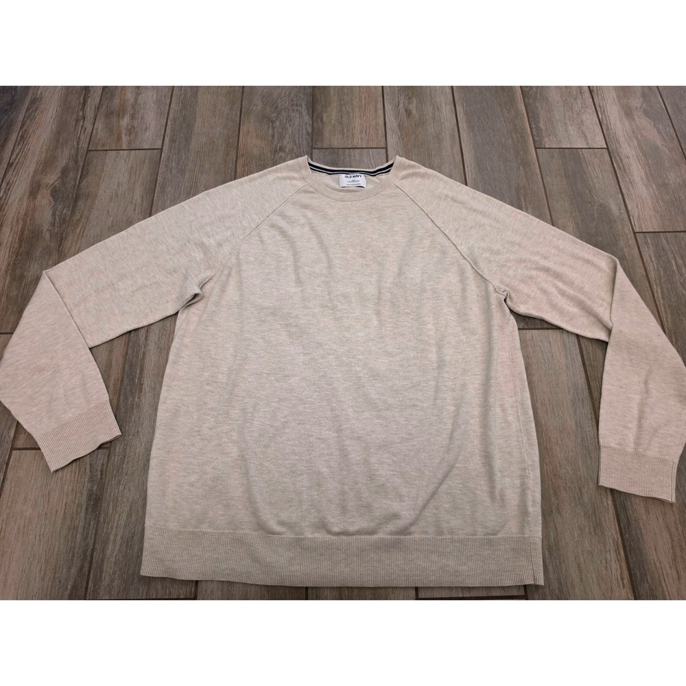Old Navy Mens XXL Core Crew Sweater Oatmeal Heather Beige Raglan Knit